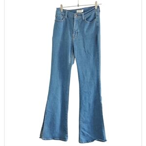 Vibrant Blue Flare Split Ankle Jeans